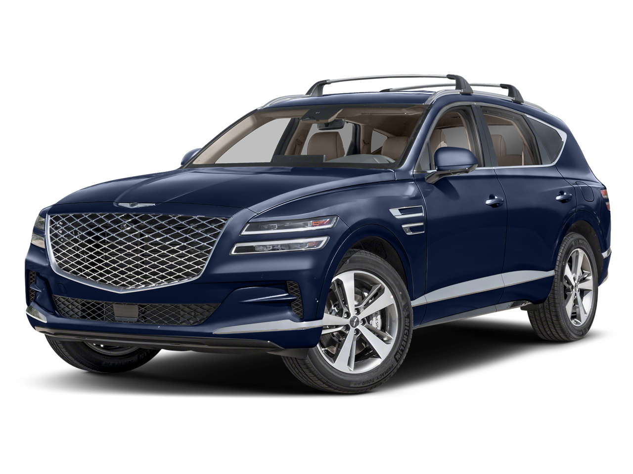 2024 Genesis GV80 2.5T in Capri Blue — front three-quarter view