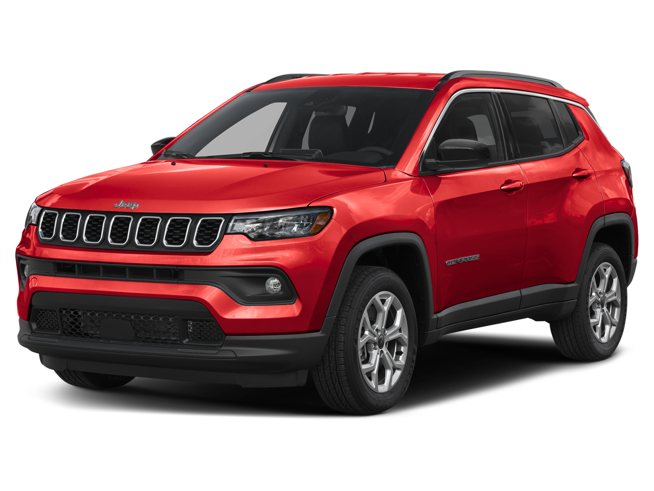 2025 Jeep Compass Limited in Red Hot Pearlcoat — front three-quarter view