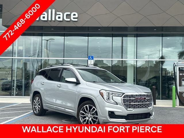 2022 GMC Terrain Denali in Quicksilver Metallic — front three-quarter view