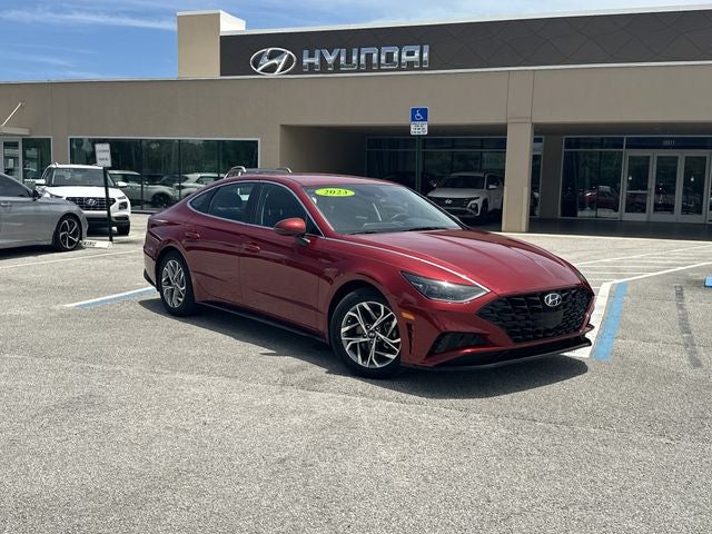 2023 Hyundai Sonata SEL in Ultimate Red — front three-quarter view