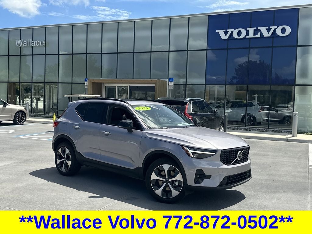 2026 Volvo XC40 B5 Plus in Silver — front three-quarter view