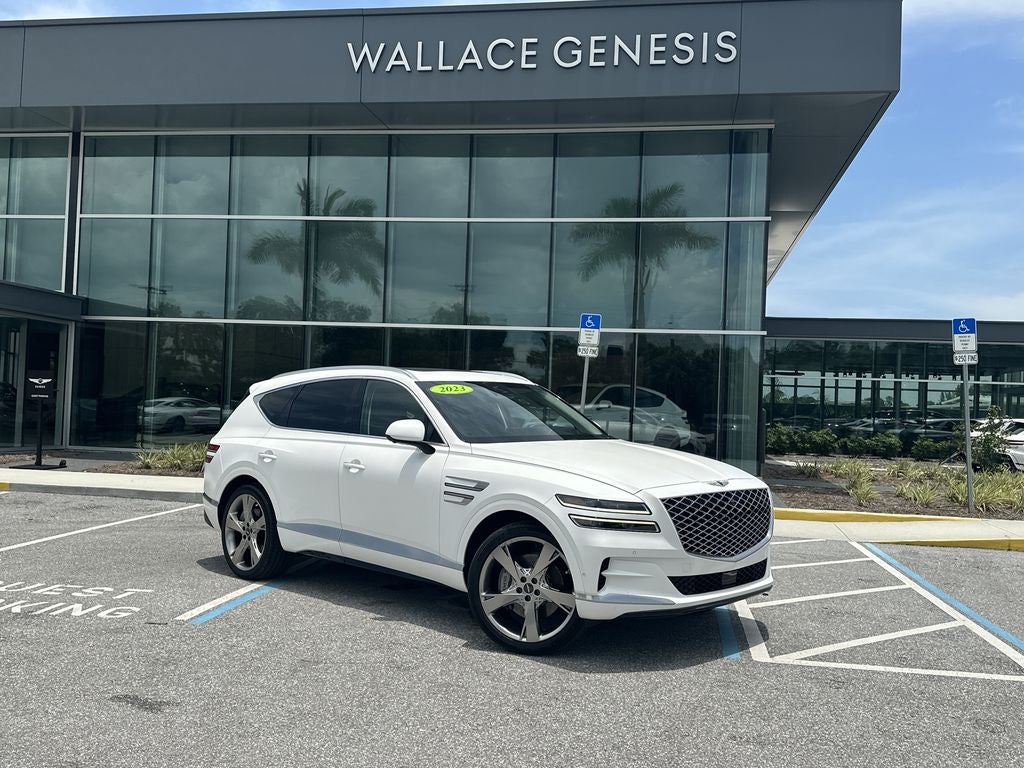 2023 Genesis GV80 3.5T in Matterhorn White — front three-quarter view