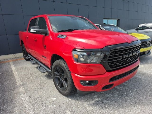 2022 RAM 1500 Big Horn/Lone Star in Flame Red Clearcoat — front three-quarter view