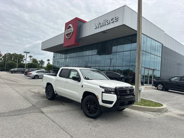 2026 Nissan Frontier SV in Glacier White — front three-quarter view