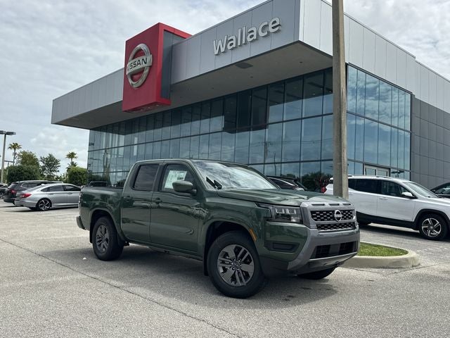 2026 Nissan Frontier SV in Tactical Green Metallic — front three-quarter view