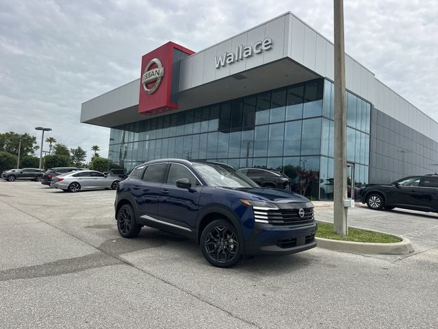 2026 Nissan Kicks SR in Deep Blue Pearl — front three-quarter view