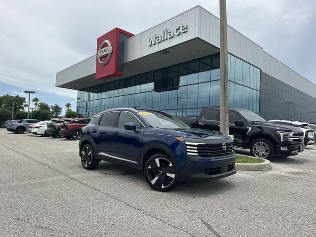 2025 Nissan Kicks SR in Deep Blue Pearl — front three-quarter view