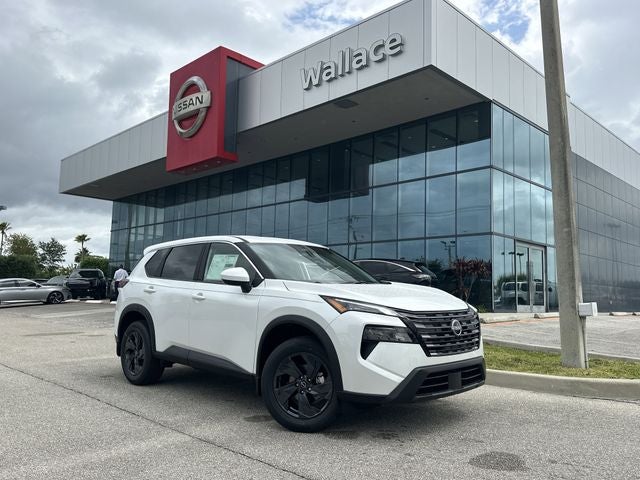 2026 Nissan Rogue SV in Everest White Pearl Tricoat — front three-quarter view
