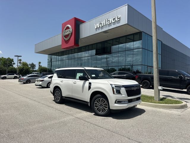 2026 Nissan Armada SL in Aspen White Tricoat — front three-quarter view