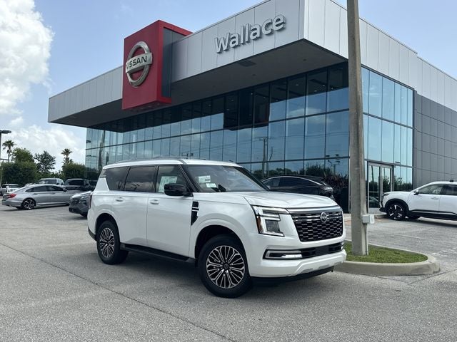 2026 Nissan Armada SL in Aspen White Tricoat — front three-quarter view