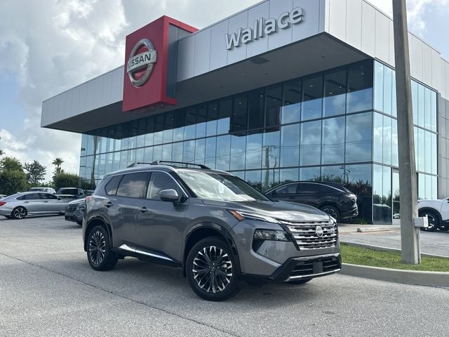 2026 Nissan Rogue Platinum in Gun Metallic — front three-quarter view