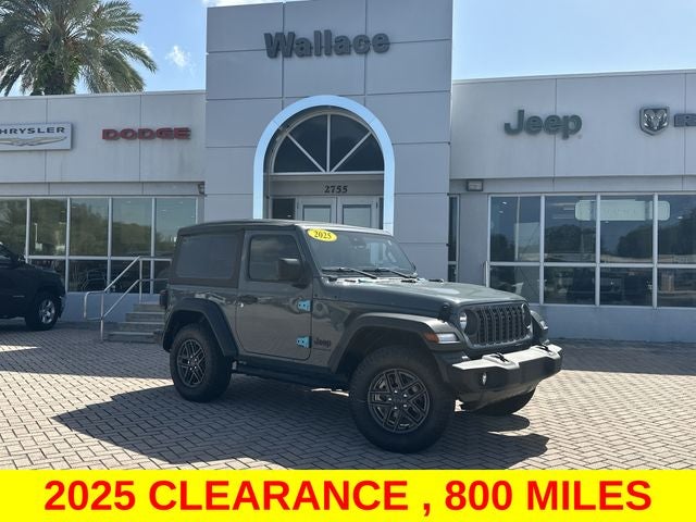 2025 Jeep Wrangler Sport S in Anvil Clear Coat — front three-quarter view