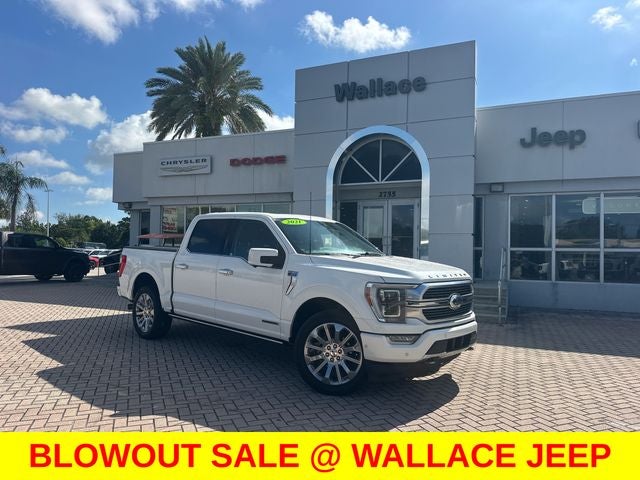 2021 Ford F-150 Limited in White Metallic — front three-quarter view
