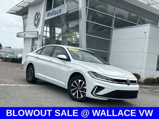 2026 Volkswagen Jetta 1.5T S in Pure White — front three-quarter view
