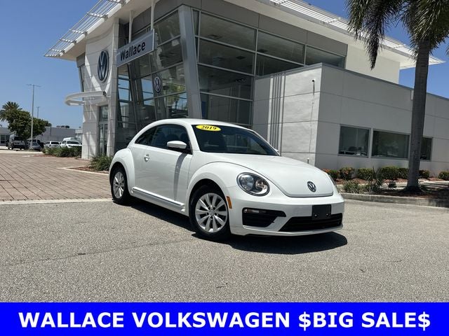 2019 Volkswagen Beetle 2.0T S in Pure White — front three-quarter view