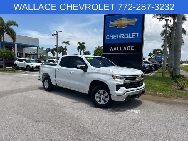 2025 Chevrolet Silverado 1500 LT in Summit White — front three-quarter view