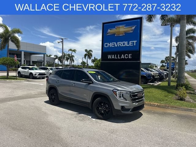 2023 GMC Terrain AT4 in Sterling Metallic — front three-quarter view