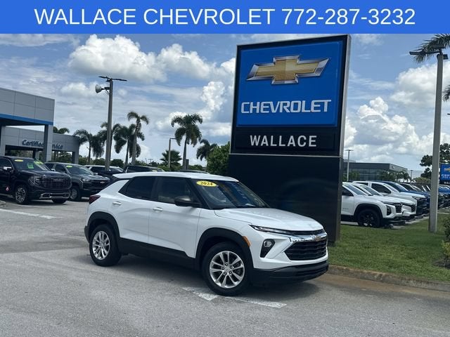 2024 Chevrolet Trailblazer LS in Summit White — front three-quarter view