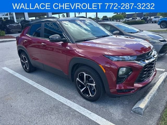 2021 Chevrolet Trailblazer RS in Scarlet Red Metallic — front three-quarter view